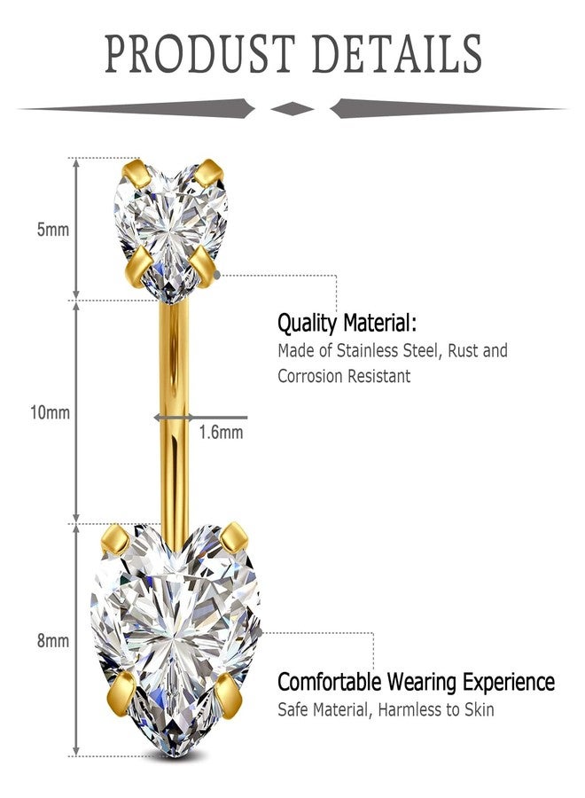 vcmart Gold Belly Button Ring Surgical Steel Diamond Belly Rings for Women Navel Rings Navel Piercing Jewelry - Image 5